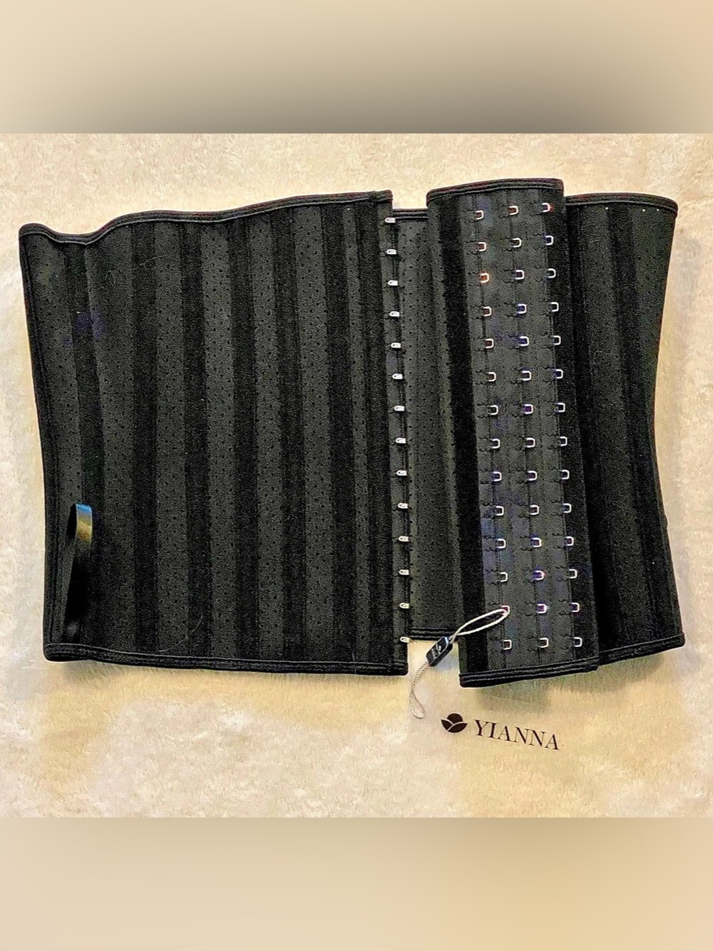 Yianna Latex Waist Trainer for Women 9 Steel Bones Black Waist Trainer Corset
